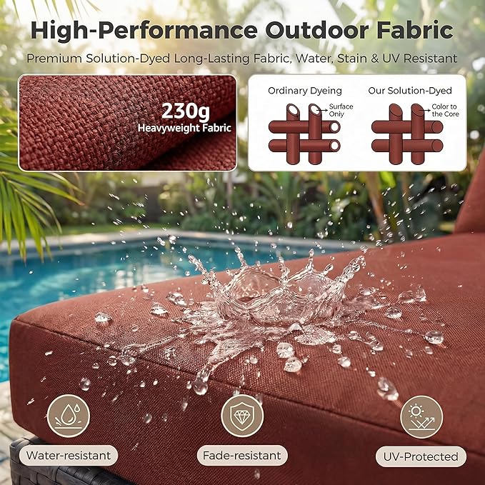 NICESOUL 8 Piece Modern Patio Couch Set, 29.3'' High Back Oversized Wicker Outdoor Sectional Furniture with Ottoman, Wide Seating Comfy Conversations for Backyard Deck, 2 Color Cushion Wine & Gray
