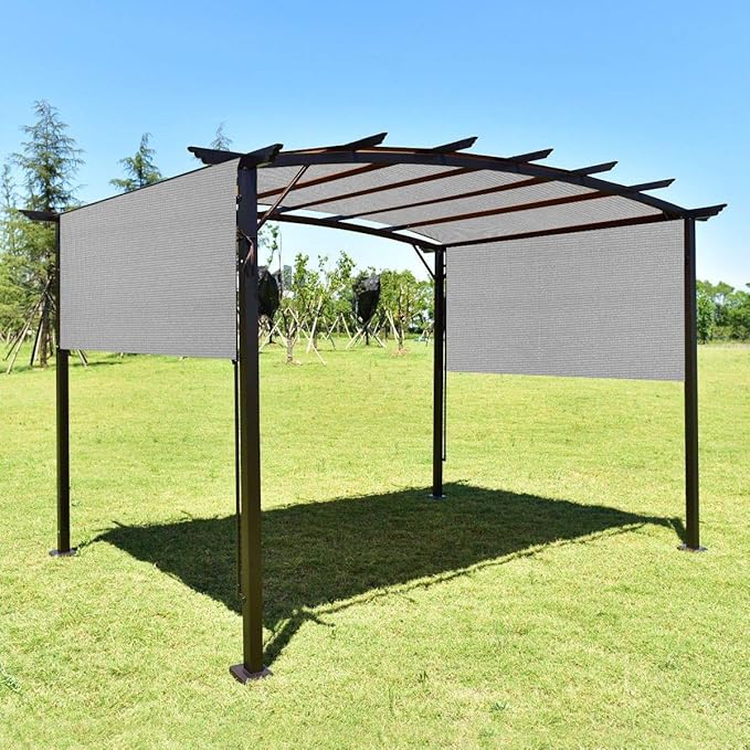 Eden's Decor Straight Flat-Edged Sun Shade Sail Rectangular 16' x 17' Grey UV-Blocking Outdoor Canopy Fabric Cloth Awning for Pergola Patio Garden Backyard Custom Size