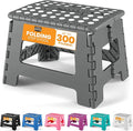 Utopia Home Folding Step Stool with Handle – 9 Inch Anti Slip Collapsible Stool – Holds Up to 300 lbs – Sturdy Plastic Step Stool Foldable for Kitchen, Bathroom and Home Use (1-Pack, Grey)
