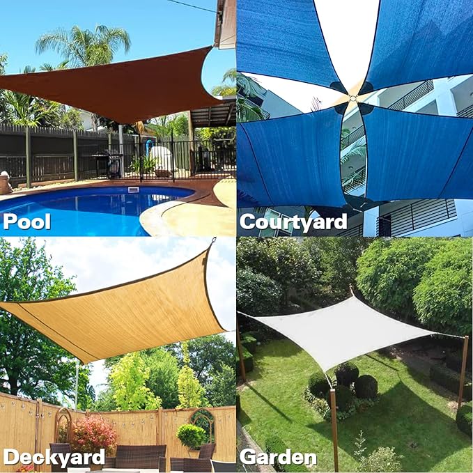 KANAGAWA 6'X24' Turquoise Mix Custom Size Sun Shade Sail Rectangle UV Block Canopy Cover for Patio Backyard Lawn Garden Outdoor (Customized Available)
