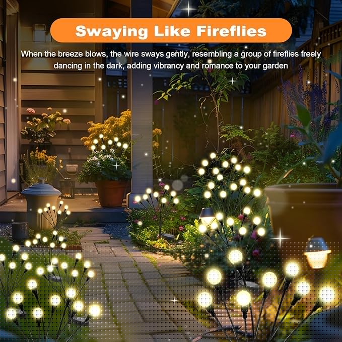 ALSO GO Solar Lights Outdoor, 6 Pack 48 LEDs Firefly Lights, Waterproof Solar Garden Light for Yard Patio Pathway Outdoor Decoration, Gardening Gifts for Women Christmas Decor