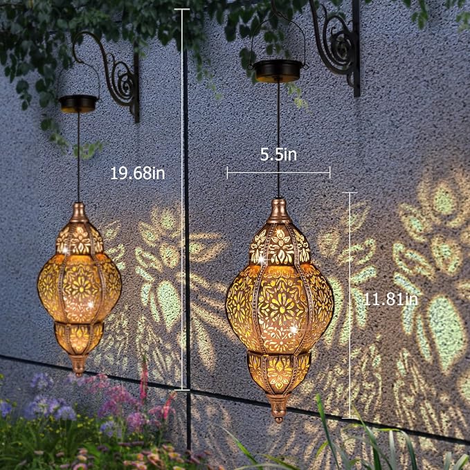 Solar Lanterns Outdoor Waterproof, Hanging Solar Lantern Garden Decor, Decorative Garden Lights for Yard, Patio, Lawn, Porch, Unique Housewarming Gifts (Moroccan)