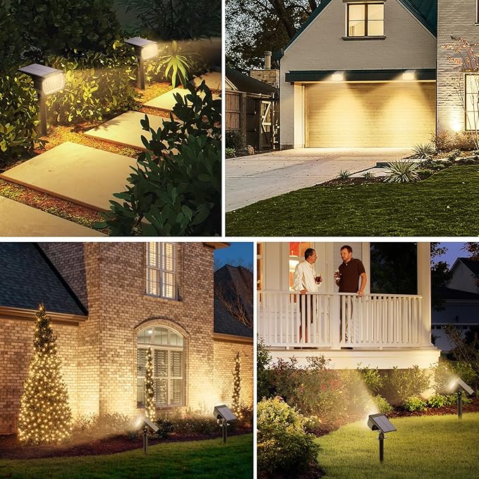 Solar Spot Lights Outdoor 10 Pack, [46 LED/3 Modes] Solar Landscape Spotlights Waterproof, 2-in-1 Auto On/Off Solar Powered Lights for Outside Yard Garden Wall Pathway(Warm White)