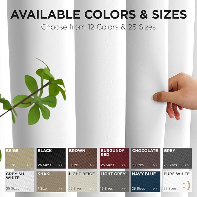 Joydeco Blackout Patio Sliding Door Curtains 108 Inches Long, Grommet Privacy Room Divider Curtains, Extra Wide Thermal Blackout Drapes for Bedroom Living Room (Pure White, 80Wx108L, 1 Panel)