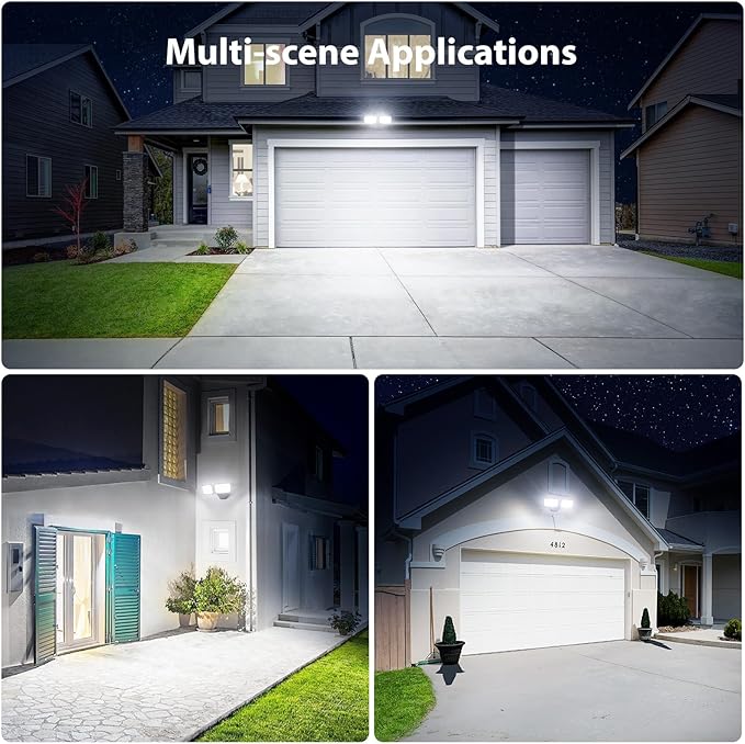 Onforu 3200LM Flood Lights Outdoor, 32W 6500K LED Security Light Manual Switch Controlled, IP66 Waterproof Outdoor Lights, Wall Mount Exterior Flood Light with 2 Adjustable Heads Floodlights Outside