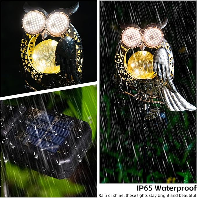 Solar Lights Outdoor Decor, Solar Owl Yard Decorations Outdoor, Garden Decorative, IP65 Waterproof, Gifts for Women Mom, for Yard Patio Lawn Pathway Landscape