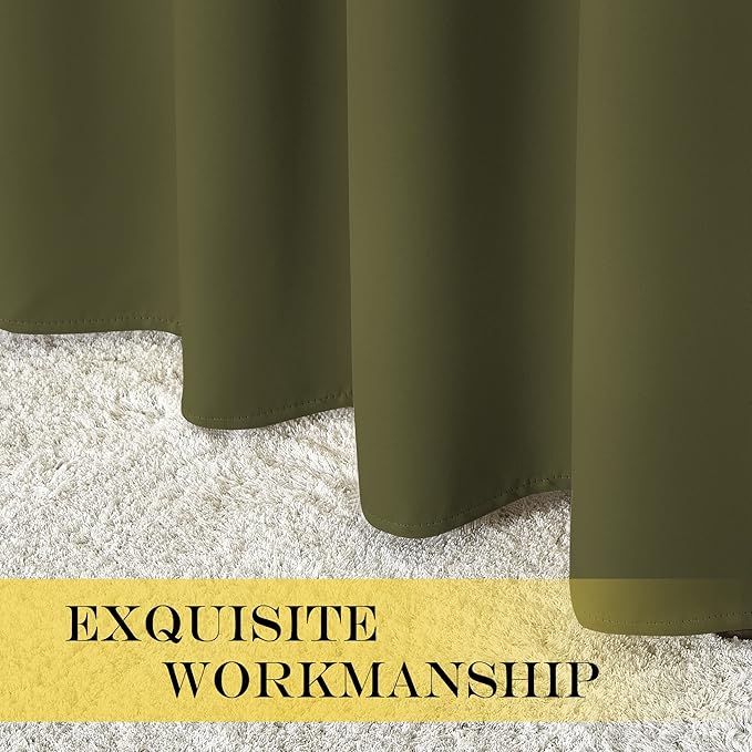NICETOWN Blackout Curtains 120 inch Length for Sliding Glass Door, Grommet Thermal Insulated Room Darkening Sound Reducing Drapes for Room Divider, 1 Panel, W52 x L120, Olive Green