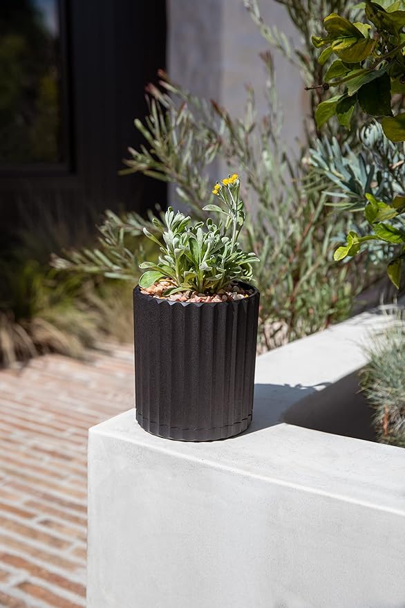 Veradek Demi Series Demi 6" Planter w/Tray - Black, 2 Pack
