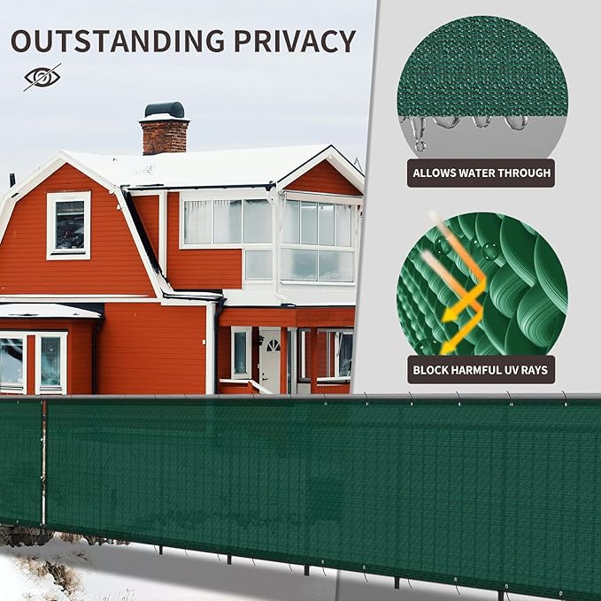 LOVE STORY Custom Size 3'x29' Dark Green Balcony Privacy Screen,UV Block Privacy Fence Screen,90% Shield for Outdoor Pool Garden Apartment Railing