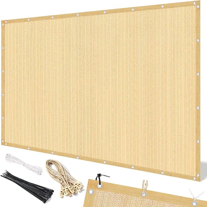 Artpuch 90% Sun Shade Cloth, 8 x 10 FT Pergola Shade Cover Canopy with Grommets, Sun Screen Fabric Tarp for Patio, Outdoor, Garden, Backyard, Wheat