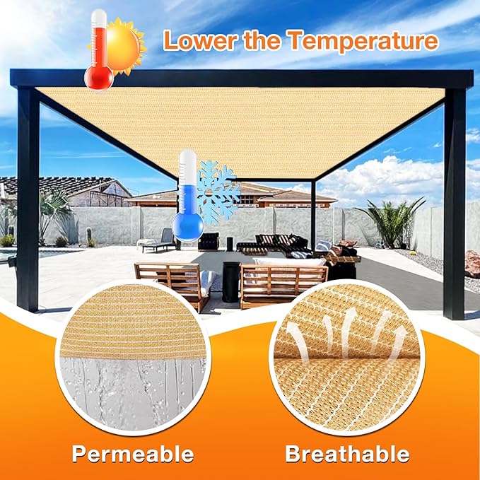 Artpuch Outdoor Pergola Shade Cover 4' X 6' Sun Shade Cloth with Grommets, 90% UV Protection Canopy Patio Privacy Screen (Customized Available) GN107, Wheat