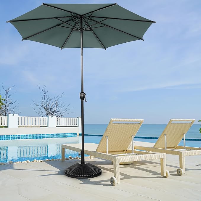 Abba Patio 11FT Lyon Outdoor Patio Umbrella Outdoor Table Umbrella with Push Button Tilt and Crank Market Umbrella 8 Sturdy Ribs UV Protection Waterproof for Garden Deck Backyard Pool Grey