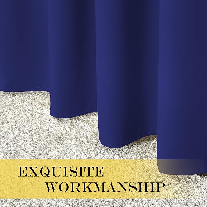 NICETOWN Blackout Short Curtain 63 inches Long for Windows, Thermal Insulated Curtain Grommet Room Darkening Window Treatment for Bedroom/Living Room, 1 Panel, W46 x L63, Navy Blue