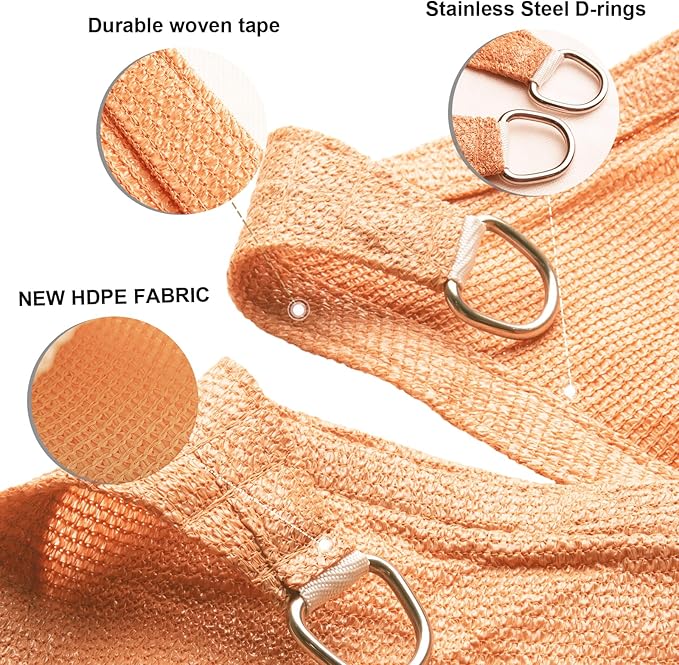 SUNLAX Sun Shade Sail 6' x 18' Peach Fuzz Rectangle Canopy Sail Shade Cover UV Block Permeable Sunshade Outdoor for Patio Backyard Deck Pergola (We Make Custom Size)