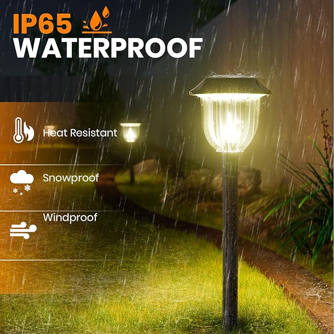AOSEA Bright 10 Pack Solar Lights Outdoor IP65 Waterproof,LED Solar Lights for Outside,Landscape Lighting,Garden Decorative for Yard,Patio,Landscape,Pathway,Sidewalk,Driveway,Lawn (Warm)