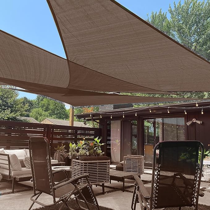 LOVE STORY Custom Size 5'x6'x7.8' Brown Sun Shade Sail Right Triangle Sunshade Fabric Awning Canopy for Patio Backyard Carport Pergola (Customized)