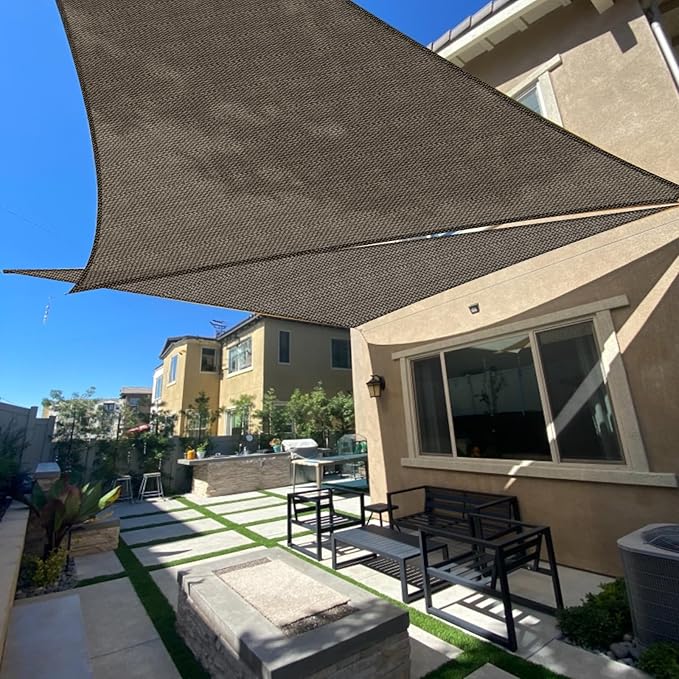 SUNLAX Sun Shade Sail 12' x 20' x 23.3' Brown Rectangle Canopy Sail Shade Cover UV Block Permeable Sunshade Outdoor for Patio Backyard Deck Pergola (We Make Custom Size)