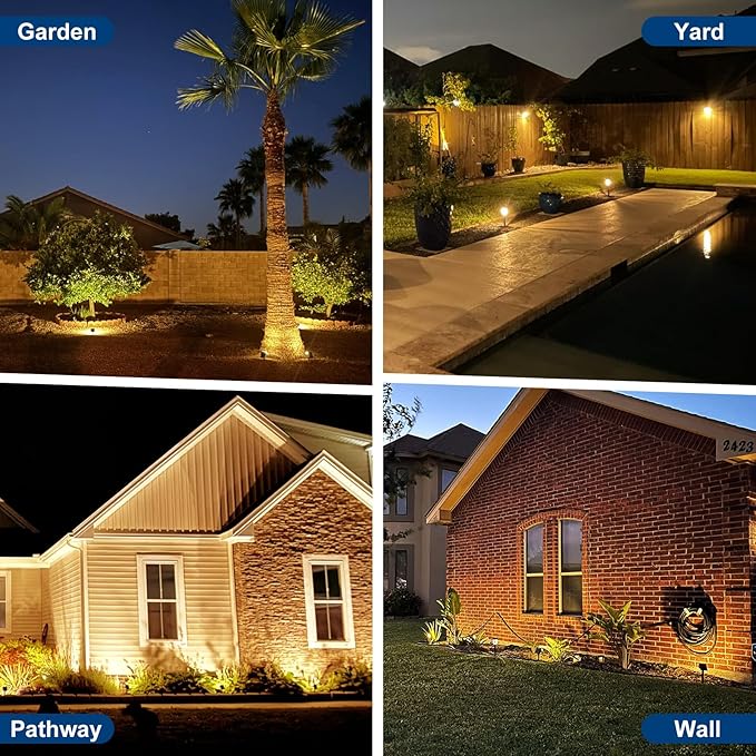 Solar Spot Lights Outdoor,10 Pack/56 LED Outdoor Lights for Yard Waterproof IP68, 4 Lighting Modes Solar Landscape Spotlights, Auto On/Off Solar Powered Flood Lights Garden Pathway,Warm White