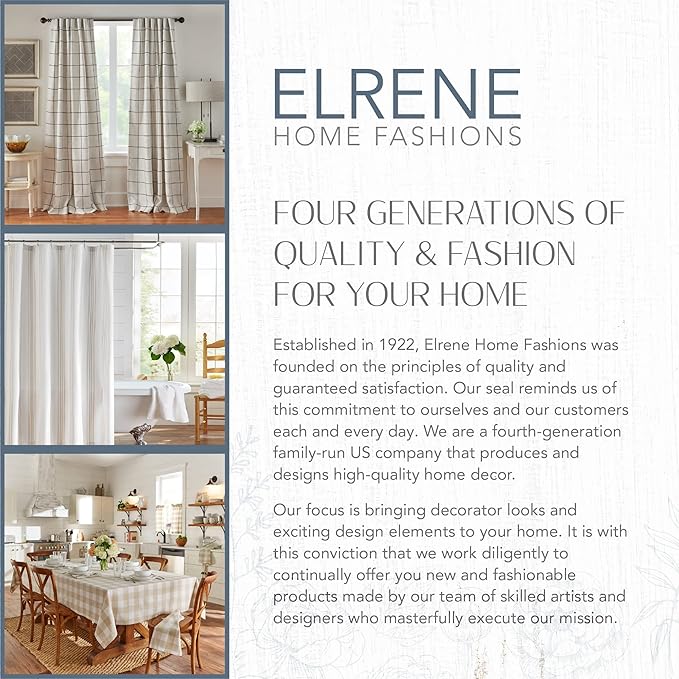 Elrene Home Fashions Matine Weatherproof Tab-Top Indoor/Outdoor Solid Color Curtain Panel for Porch, Pergola, Patio, Deck, 52”W x 95”L, Ivory