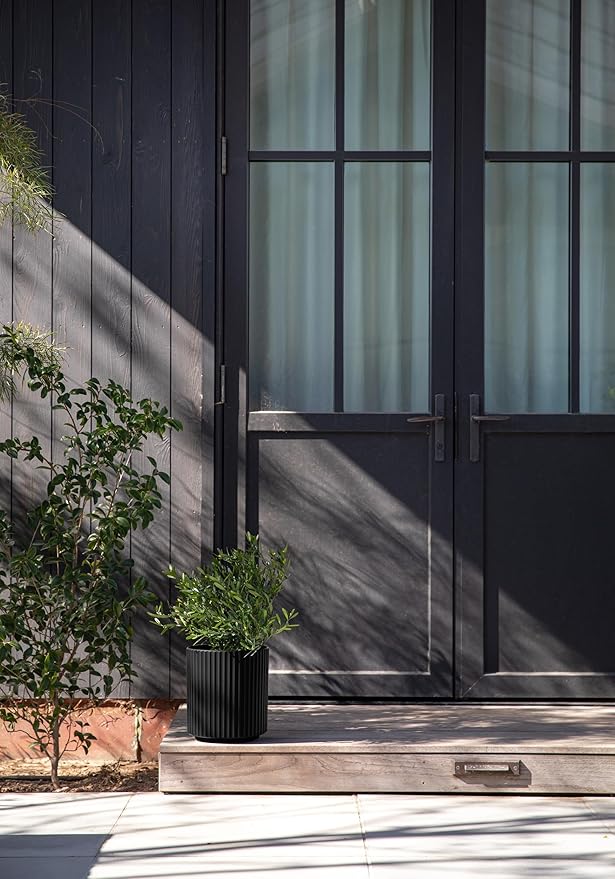 Veradek Demi Series Round Planter for Porch, Patio, Backyard | Durable Plastic-Concrete Material | Modern Décor for Tall Plants, Flowers