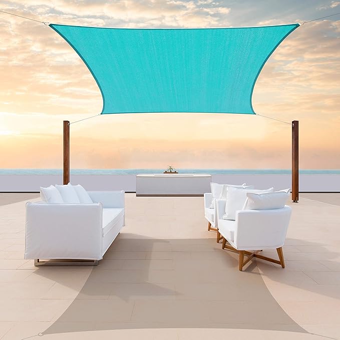 ColourTree TAPR1616 Custom Size 20' x 24' Turquoise Sun Shade Sail Canopy UV Block UPF50 Rectangle - Commercial Standard Heavy Duty - 190 GSM - 3 Years Warranty
