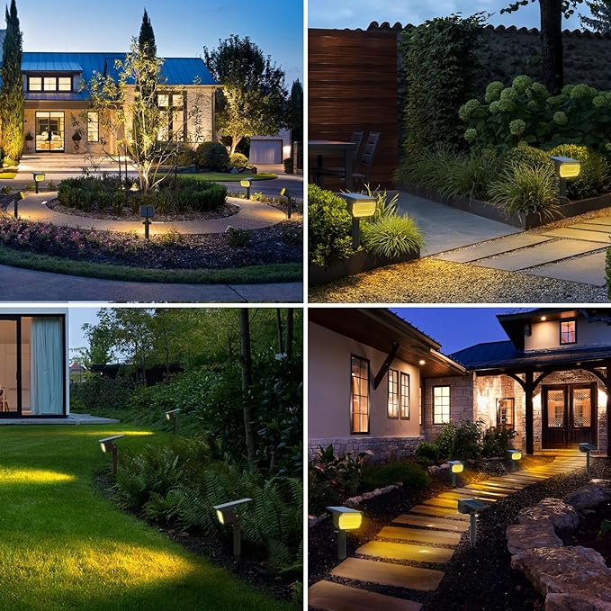 nipify 12 Pack Solar Spot Lights Outdoor Motion Sensor with 3 Modes,Solar Spotlights Outdoor Waterproof 2-in-1 Auto On/Off Landscape Lighting for Outside Yard Wall Garden Pathway, Warm White