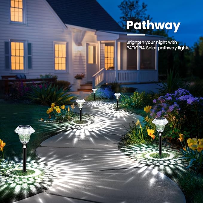 Solar Pathway Lights Garden Decor for Yard, Solar Garden Lights for Outside Waterproof Landscape Lighting, Garden Decorative for Walkway, Driveway, Yard, Landscape, Lawn (6 Pack Cold White)