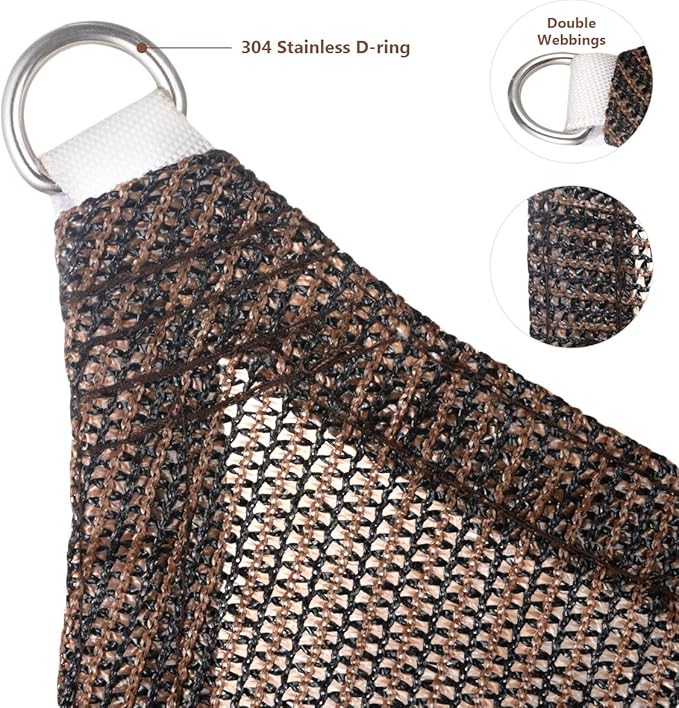 Eden's Decor Straight Flat-Edged Sun Shade Sail Rectangular 8' x 12' Brown UV-Blocking Outdoor Canopy Fabric Cloth Awning for Pergola Patio Garden Backyard Custom Size