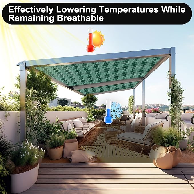 Artpuch 90% Sun Shade Cloth, 12 x 16 FT Pergola Shade Cover Canopy with Grommets, Sun Screen Fabric Tarp for Patio, Outdoor, Garden, Backyard, Green