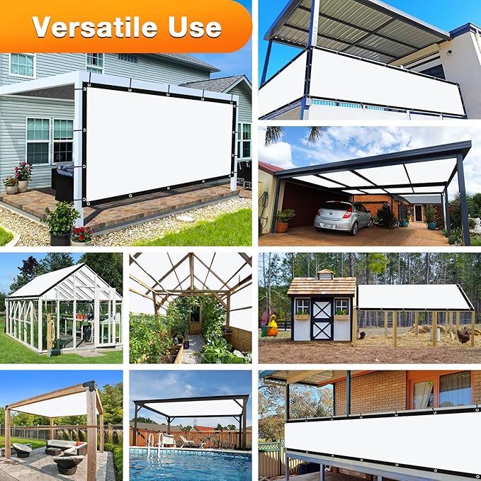 Artpuch Outdoor Pergola Shade Cover 6' X 7' Sun Shade Cloth with Grommets, 90% UV Protection Canopy Patio Privacy Screen (Customized Available) GN107, White