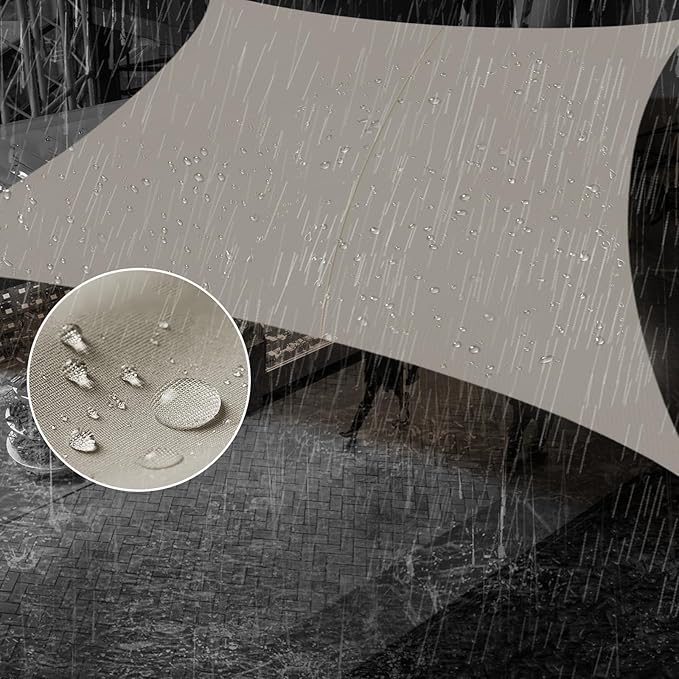 SUNNY GUARD Waterproof Sun Shade Sail 9' x 12' Taupe Rectangle UV Block Sunshade for Backyard Yard Deck Patio Garden Outdoor Activities and Facility(Customized)