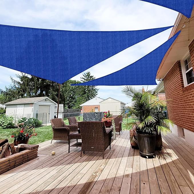 Patio Paradise 6' x 6' x 6' Sun Shade Sail Triangle Canopy Shade Cloth Fabric Sunlight Block Patio Pergola Cover HDPE Deck Awning for Outdoor Backyard Roof Shading, Blue
