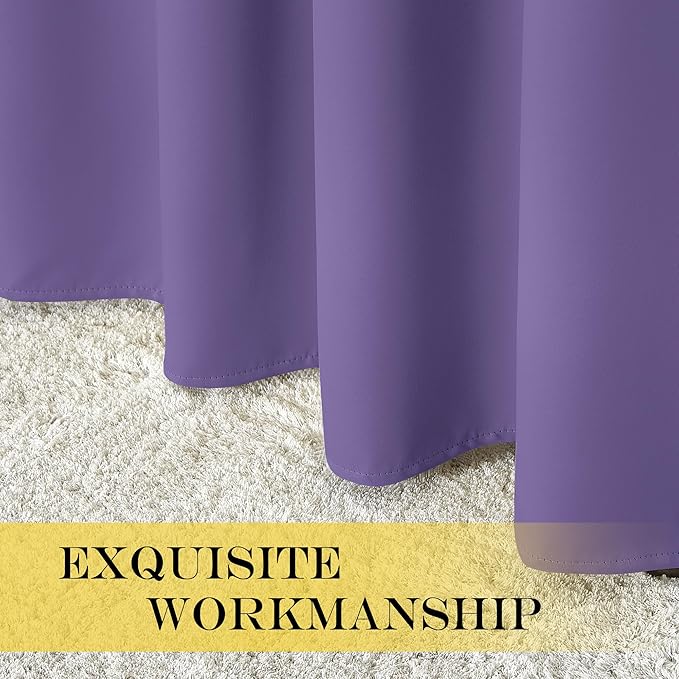 NICETOWN Room Darkening Short Curtain 54 inches Long for Living Room, Grommet Sound Reducing Thermal Insulated Curtains for Bedroom Nursery Window, 46W x 54L, 1 Piece, Lilac Purple