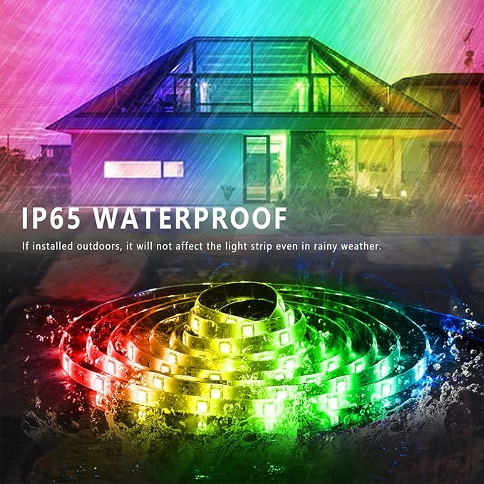 100ft(2*50ft) Outdoor Led Strip Lights Waterproof, Ip68 Outside Led Light Strip Waterproof with Remote and App Control, Exterior Led Rope Lights Music Syne RGB Strip Lights for House Party