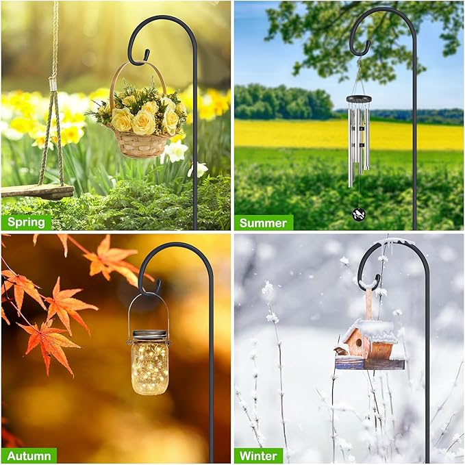 FEED GARDEN Adjustable 32 Inch Small Shepherd Hooks for Outdoor, Garden Hooks for Lanterns, Sheperd Hook for Hanging Plants, Bird Feeders, Solar Lights, Mason Jars, Weddings Decor,1 Pack