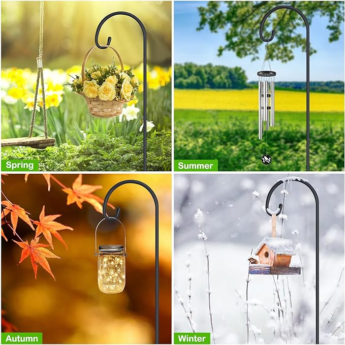 FEED GARDEN Adjustable 48 Inch Small Shepherd Hooks for Outdoor, Garden Hook for Lanterns, Shepard Hooks for Hanging Plants, Bird Feeders, Solar Lights, Mason Jars, Weddings Decor,2 Pack
