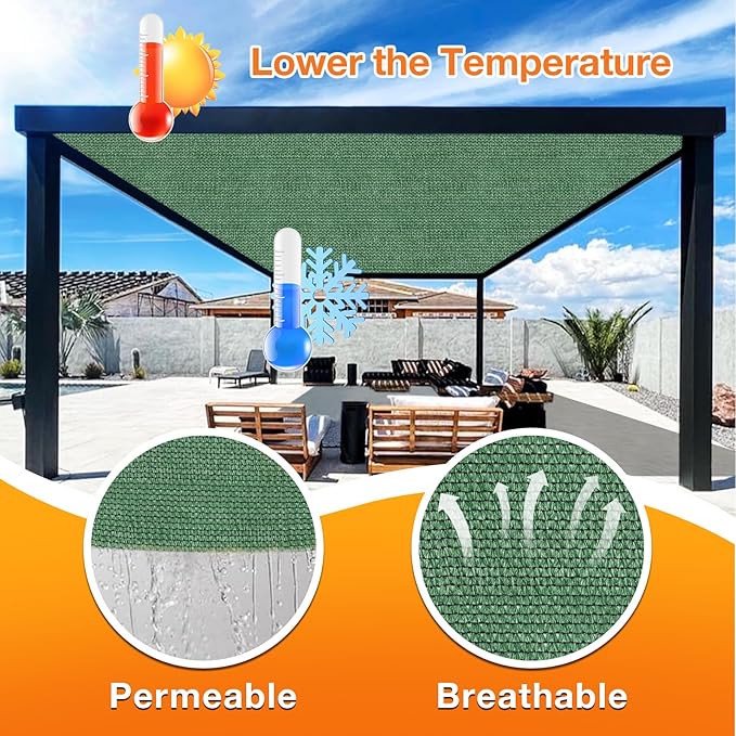 Artpuch Outdoor Pergola Shade Cover 10' X 24' Sun Shade Cloth with Grommets, 90% UV Protection Canopy Patio Privacy Screen (Customized Available) GN107, Green