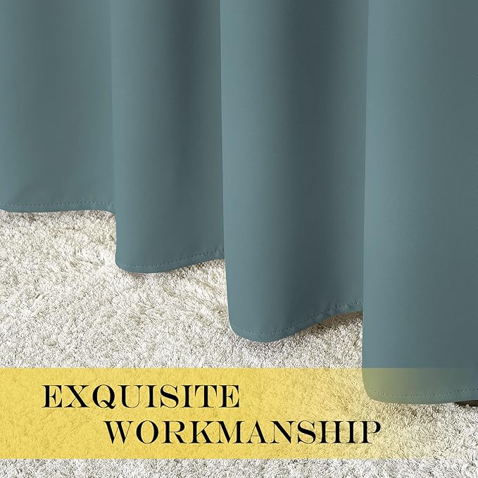 NICETOWN Sliding Glass Door Curtain - Grommet Extra Wide Window Treatment Thermal Curtain Energy Saving Sleep Out Curtain for Kids Room/Living Room (Greyish Blue, W100 x L108, 1 Panel)