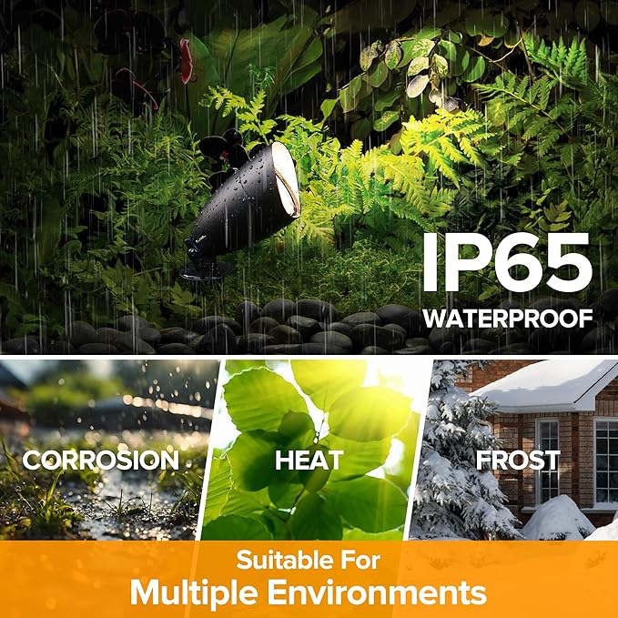 LUTEC 12V Low Voltage Landscape Lighting, Die-cast Aluminum Spot Lights with Connectors, IP65 Waterproof Outdoor Landscape Spotlights, 5W 550LM Warm White 3000K for Tree Garden Yard Pathway, 4 Pack