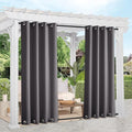 NICETOWN 2 Panels Outdoor Curtains Weighted Sunblock with Rustproof Grommet Top and Bottom, Thermal Insulated Fixed Windproof Blackout Outdoor Curtain Drapes Privacy for Patio, W52 x L95, Grey