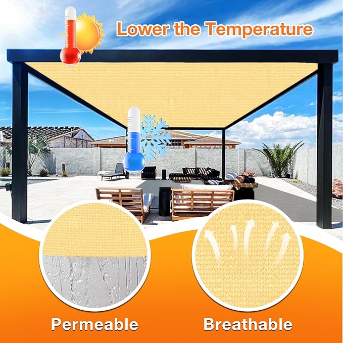 Artpuch Outdoor Pergola Shade Cover 4x24 FT Sun Shade Cloth with Grommets Sand 90% UV Protection Canopy Patio Privacy Screen (Customized Available)