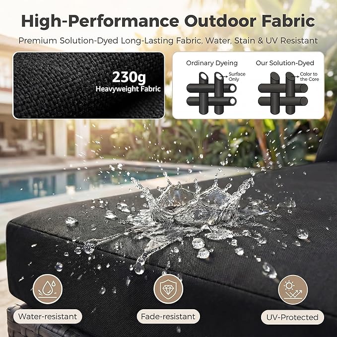 NICESOUL 13 Piece Patio Set with Fire Pit Table, 500 lbs High Weight Capacity Large Outdoor Sectional with Fire Pit & Chaise Lounge, 29.3'' High Back Patio Sectional Deep Seating Grey & Black