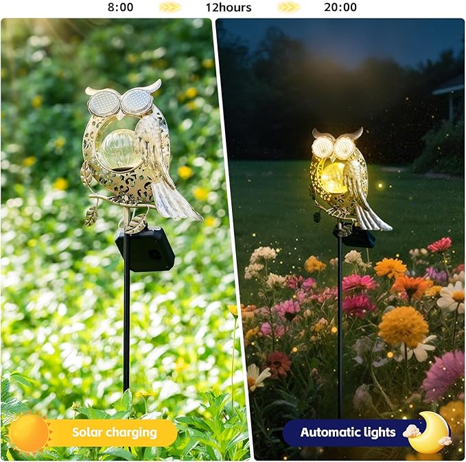 Solar Lights Outdoor Decor, Solar Owl Yard Decorations Outdoor, Garden Decorative, IP65 Waterproof, Gifts for Women Mom, for Yard Patio Lawn Pathway Landscape