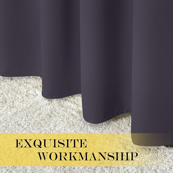 NICETOWN Blackout Sliding Glass Door Curtains, Room Darkening Thermal Insulated Curtains for Living Room Bedroom, Extra Wide Window Drapes, 1 Panel, W80 x L118, Greyish Purple