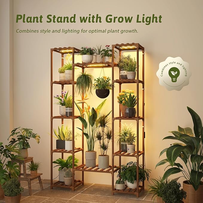 Plant Stand Indoor with Grow Lights for Indoor Plants 62.2'' Tall Plant Shelf 12 Tiers Sturdy Plant Rack for Plants Dispaly for Living Room Garden Patio Decor