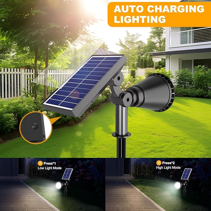 Solar Lights Outdoor Waterproof, 36 LEDs Adjustable Solar Spot Lights Outdoor, 2-in-1 Solar Powered Spotlight Landscape Lighting for Tree, Garden, Yard, Pathway- 3 Pack (Cool White)