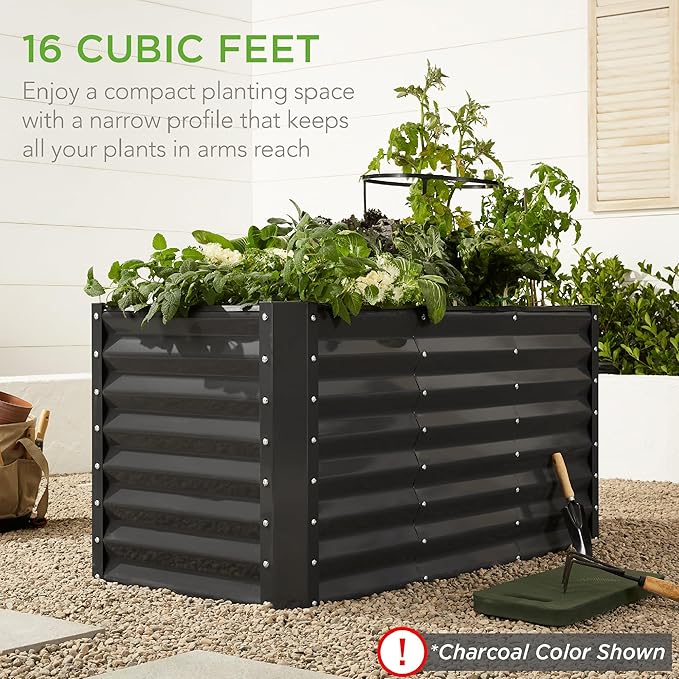 Best Choice Products 4x2x2ft Outdoor Metal Raised Garden Bed, Deep Root Planter Box for Vegetables, Flowers, Herbs, and Succulents w/ 119 Gallon Capacity - Terracotta