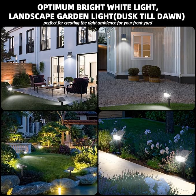 Solar Lights Outdoor Waterproof Landscape Lights, 40 LEDs Solar Spot Lights Outdoor Spotlights with 3 Light Modes, USB & Solar Powered Garden Yard Wall Lights Auto On/Off for Patio 6 Pack