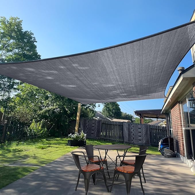 SUNLAX Sun Shade Sail 11' x 17' Dark Grey Rectangle Canopy Sail Shade Cover UV Block Permeable Sunshade Outdoor for Patio Backyard Deck Pergola (We Make Custom Size)