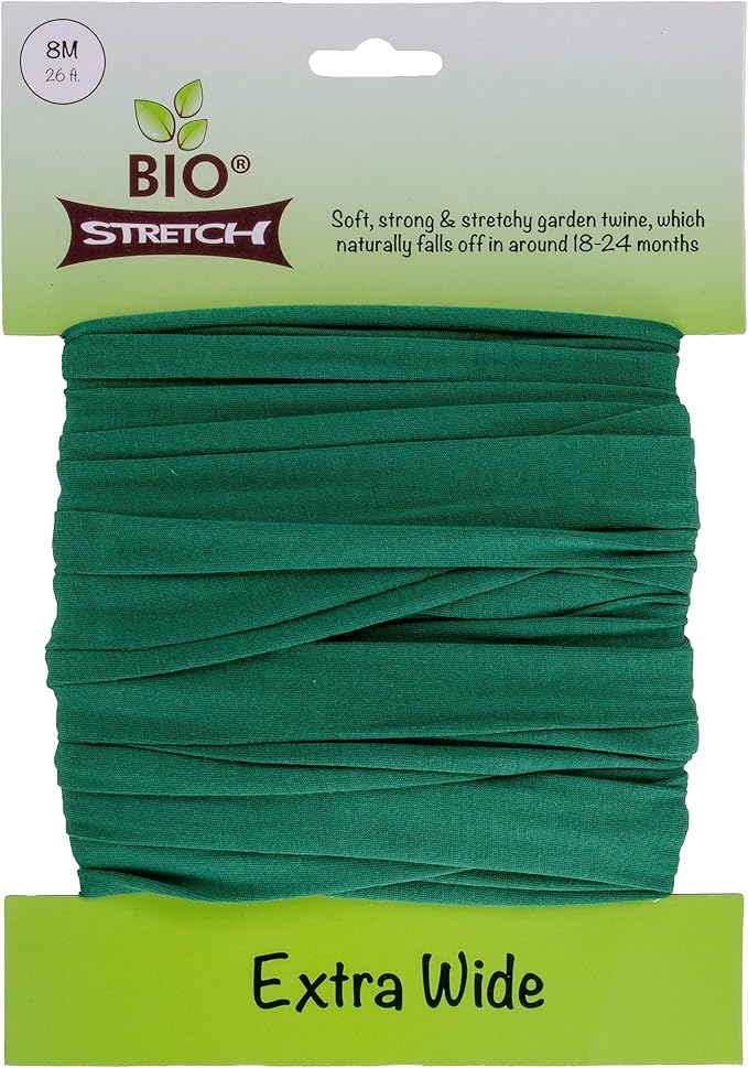 Extra Wide Soft Tree Ties - Strong & Stretchy Support for Large Plants & Young Trees - Cut-to-Length Green Garden Tape for Home & Professional Gardening (26 ft / 8M)